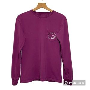 Ivory Ella long sleeved deep magenta tee. One front pocket. Women’s small